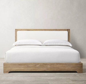 Cama Doble Tapizada en Tela de Madera Maciza Estilo Retro Americano, Muebles Personalizables para Villa, Apartamento u Hotel - Product Image 2