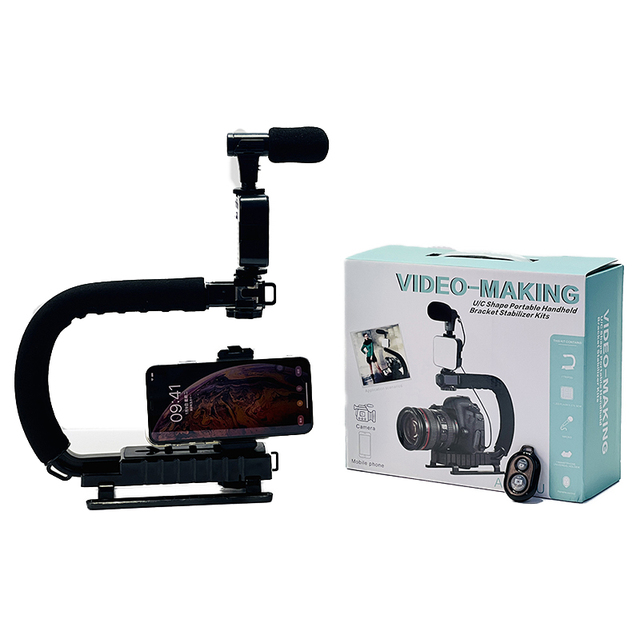 AY-49U Flash Bracket Video Handle Handheld Stabilizer Grip C-shape Flash Camera Bracket for DSLR Camera Mini DV Camcorder