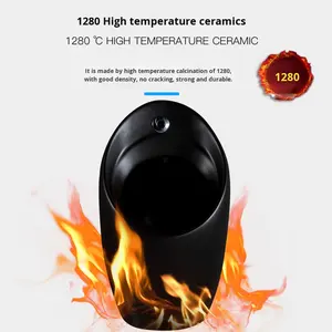 <span class=keywords><strong>Urinoir</strong></span> mural en céramique carré <span class=keywords><strong>noir</strong></span> <span class=keywords><strong>mat</strong></span> nordique moderne facile à nettoyer pour adulte pour l'ingénierie de salle de bain d'hôtel - Product Image 1