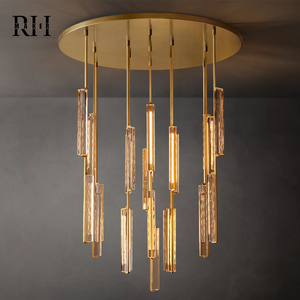 Lampadario Rotondo in Cristallo e Ottone Stile Americano RHMAKER, Regolabile, Standard Globali, Illuminazione <span class=keywords><strong>per</strong></span> Arredamento Casa - Product Image 2