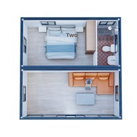 Maison préfabriquée moderne à 2 étages, villa modulaire de luxe, balcon, portes en verre, structure en acier, assemblage rapide en extérieur