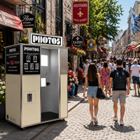 Kiosque photo commercial en acier inoxydable avec écran tactile, imprimante, appareil photo et terminal de paiement