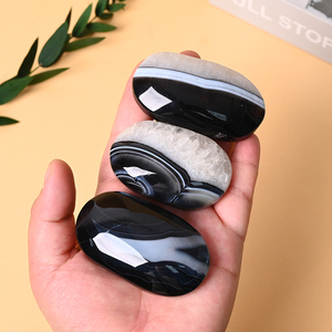 Piedra de Ágata Negra Pulida para Meditación, Piedra Curativa de Cristal, en Oferta - Product Image 2