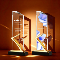 Trophée personnalisé en métal (or, argent, bronze) avec design d'escalier, cristal transparent, pour concours littéraires, débats et souvenirs