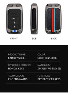 Accesorios de coche Aleación de Zinc + funda de silicona para mando a distancia de coche adecuada para Honda Accord Civic Vezel Odyssey Elysion - Product Image 5