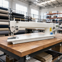 Machine à coudre industrielle automatique à bras long pour cuir, avec alimentation supérieure et inférieure et pied entraîneur