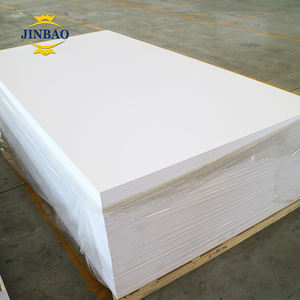 Jinbao ไม้อัดสีขาวขนาดเส้นผ่าศูนย์กลาง4x8ขึ้นรูปตู้ประตูเฟอร์นิเจอร์พีวีซีหนาสีขาวเรียบ - Product Image 1