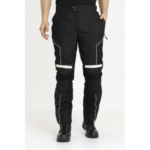 Pantalones de moto de verano con certificado CE con armadura protectora de malla transpirable y tiras reflectantes para hombres y mujeres - Product Image 1