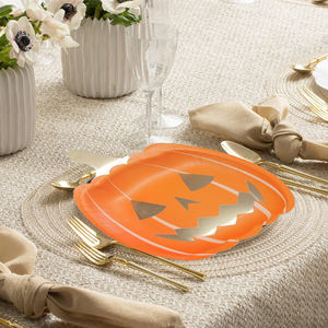 Anyite Golden Foil Cut zucca emozione piatti di carta di Halloween 7 pollici per uso alimentare disponibile per i bambini famiglia su misura forniture - Product Image 4