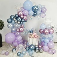 Kit d'arche de ballons de Noël, bleu pastel mignon, flocon de neige violet, étoile irisée, cœur, pays des merveilles d'hiver, fournitures pour fête de Noël