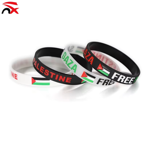 Bracelet promotionnel écologique taille <span class=keywords><strong>adulte</strong></span> unisexe en silicone avec drapeau palestinien pour <span class=keywords><strong>cadeau</strong></span> - Product Image 1
