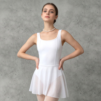 Robe de justaucorps de ballet pour filles et femmes, sans manches, col carré, jupe en mousseline, tenue de danse, costume d'entraînement, couleur unie, tenue classique