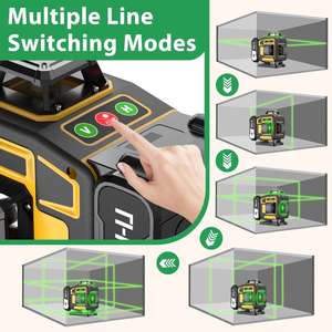 高精度360 °   セルフレベリング4D 16ラインレーザーレベル、充電式バッテリーツール、回転式クロスモデル - Product Image 1