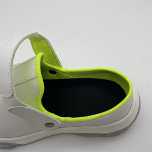 Chaussures de travail anti-choc avec bande réglable, populaires dans les laboratoires et les usines alimentaires, sabots en cuir microfibre blancs HSW013 - Product Image 3