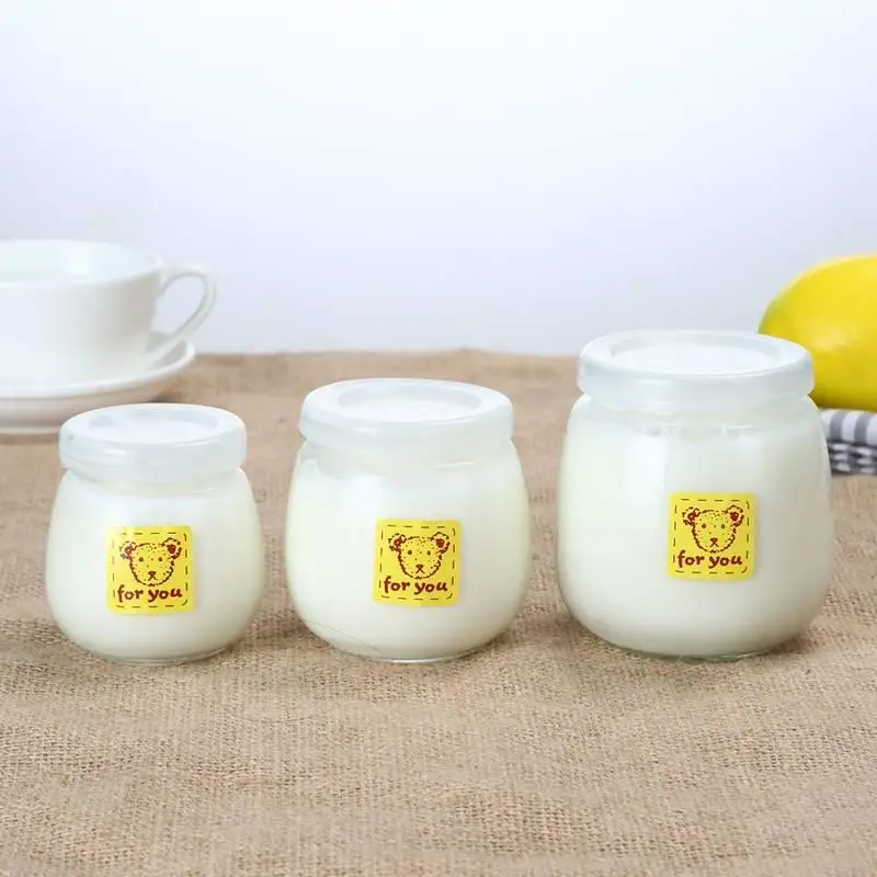 Wholesale 100ml 200ml 300ml Round Glass Mousse Pudding Yogurt Jam Jars With Plastic Cap