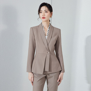 Women's Navy Blue Suit Set Long Sleeve Professional Hotel Uniform Workwear Formal Wear Fall 2024 Skirt Jacket Set - Product Image 2