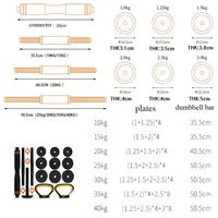 Ensemble d'haltères, kettlebells et barres d'haltères réglables 6 en 1 en fonte, diamètre 50 mm, longueur 1,2 m, salle de sport à domicile pour hommes