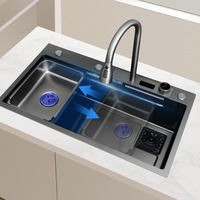 Évier de cuisine simple moderne en acier inoxydable 304 carré de 3mm avec boîte en carton argenté fait à la main Nano Surface robinet de cuisine rondelle de tasse