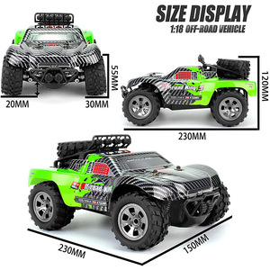 Voiture RC tout-terrain <span class=keywords><strong>Big</strong></span> Foot haute vitesse 1:18, camion de course courte 2.4G, véhicule d'escalade, modèle de voiture de drift, jouet pour garçons - Product Image 4