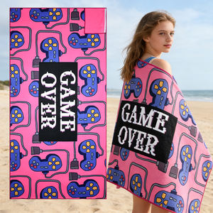 <span class=keywords><strong>Serviette</strong></span> <span class=keywords><strong>de</strong></span> <span class=keywords><strong>plage</strong></span> extra large <span class=keywords><strong>de</strong></span> haute qualité au design tropical, imprimée sur mesure, couleur estivale, GRS REPT, en microfibre gaufrée - Product Image 1