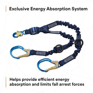 3M DBI-SALA Shockwave Force2 Shock Absorbing <b>Lanyard</b> <b>Polyester</b> Bungee Snap Hooks Aluminum Rebar 25 In Opening - Product Image 5
