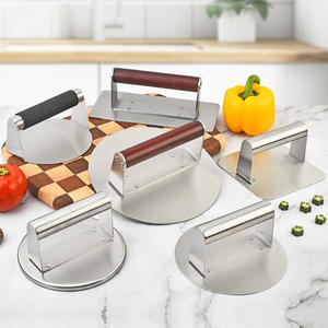 Presse à viande en acier inoxydable avec manche en bois, presse à hamburgers et <span class=keywords><strong>bacon</strong></span> robuste pour grillades et cuisson sur plaque chauffante - Product Image 4