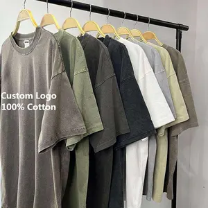 2024 New arrivals OEM bán buôn biểu tượng tùy chỉnh trọng lượng nặng t Áo sơ mi 100% cotton axit rửa Áo thun người đàn ông đồng bằng t Áo sơ mi