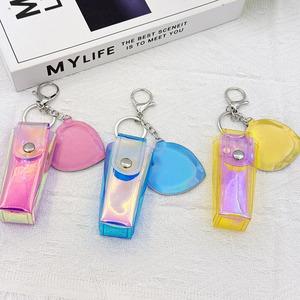 Holographic <b>Lipstick</b> Keychain Waterproof Makeup Pouch Bag Charm Rainbow Reflective Cosmetic <b>Case</b> Portable Mini Keyring Accessory - Product Image 5