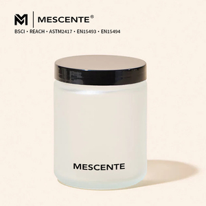 MESCENTE 9oz Pot à bougie en verre givré de luxe résistant à la chaleur avec mèche en bois et cire de soja, vente en gros, pot à bougie personnalisé avec couvercle - Product Image 2