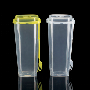 Vasos de Plástico PP Transparentes Cuadrados con Tapa para Smoothies, Té de Burbujas y Otras Bebidas - Product Image 5