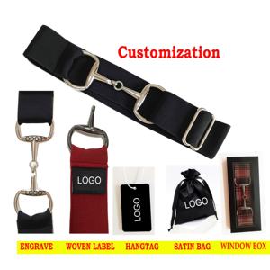 Cor sólida 1.5 Polegada 4cm de Largura Elástica Correia Equestre com Fivela Círculo Logotipo Personalizado Nylon Equitação Bits Nenhum MOQ - Product Image 5