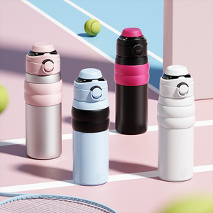 Bouteille d'eau isotherme double boisson 550 ml en acier inoxydable 316, base en acier inoxydable 304, thermos portable à couvercle rabattable avec poignée, logo personnalisé - Product Image 1