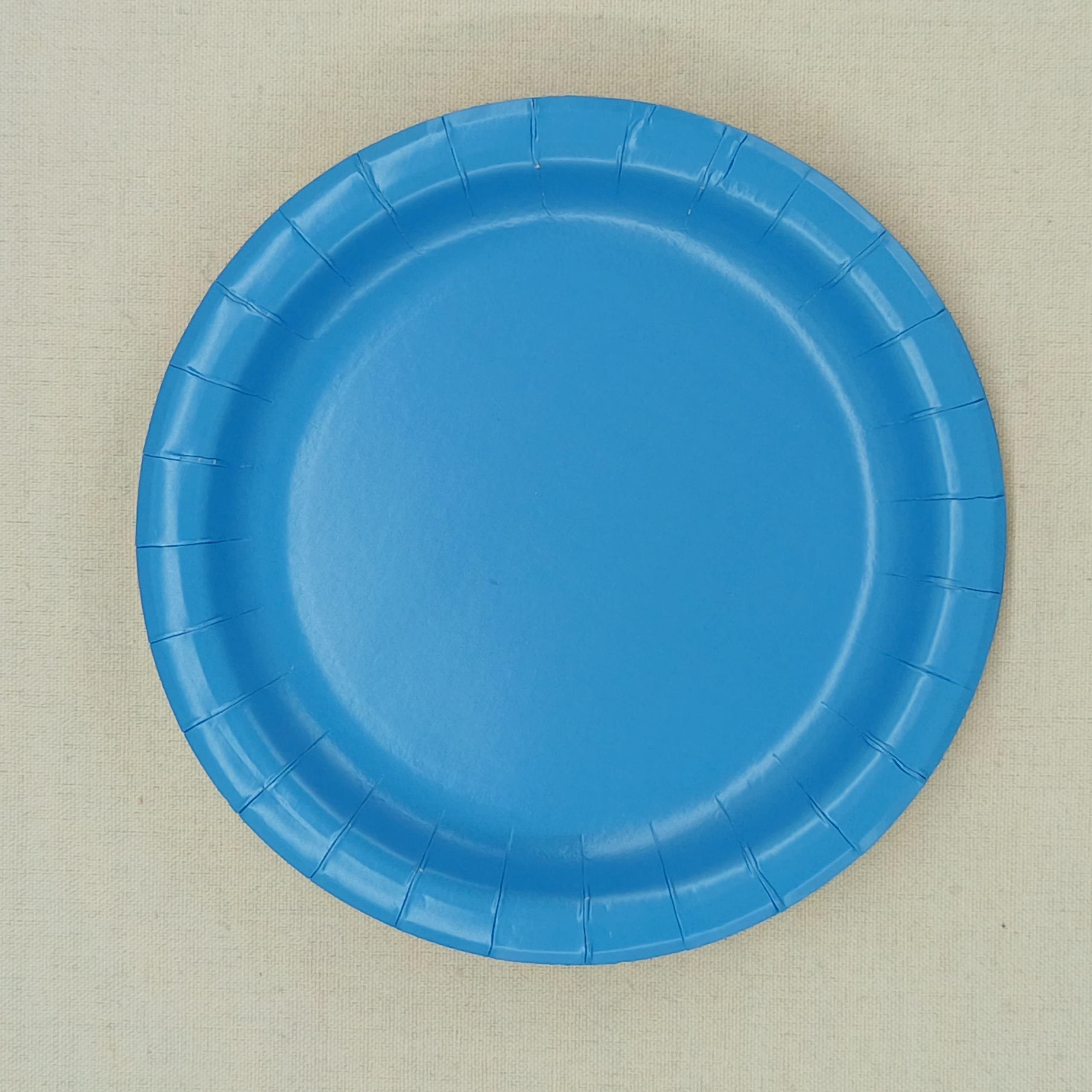 Plato de papel azul de 7 pulgadas * 10 piezas