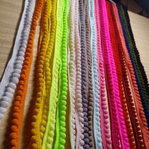 35 couleurs, largeur 1 cm, bordure élastique à petits pompons, diamètre de la boule 6 mm, dentelle chenille pour accessoires de vêtements de table - Product Image 2