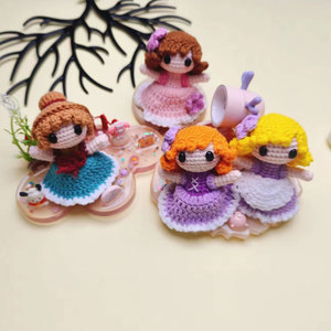 Portachiavi fatto a mano Mini fantasia foresta principessa Amigurumi all'uncinetto con tessuto di cotone personaggio lavorato a maglia - Product Image 5