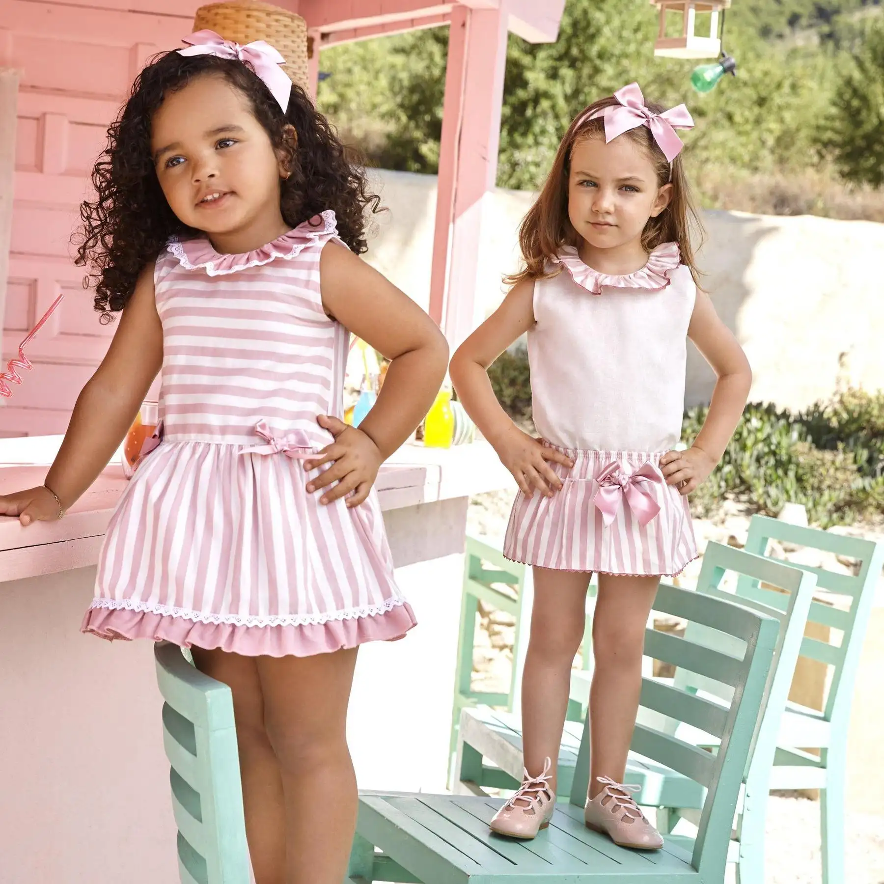 Custom Children Wholesale Girls Baby Kids Clothes Sets Summer Fashion Designer Floral Flower Kids Clothing Little Girls Dresses