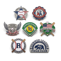 Pins de baseball personnalisés directement de l'usine, faible MOQ, vente en gros, badges en alliage de zinc, pins de baseball échangeables
