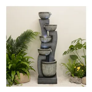 Factory Direct Sale Grey Stone Water Fountain Home And Garden Decor Waterfall Fountain With LED Cold Light