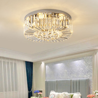 Nouveau Plafonnier LED Moderne de Luxe 2026 avec Base en Fer et Cristaux, Lustre Rond pour Salon, Chambre et Salle à Manger