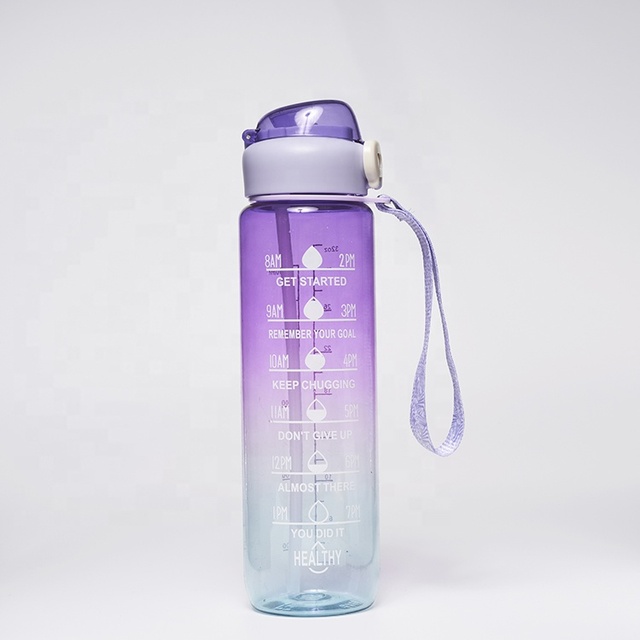 New Style Customized Color Plastic Water Bottle for Children Outdoor Sports Portable Handheld Space Cup with Scale Spring