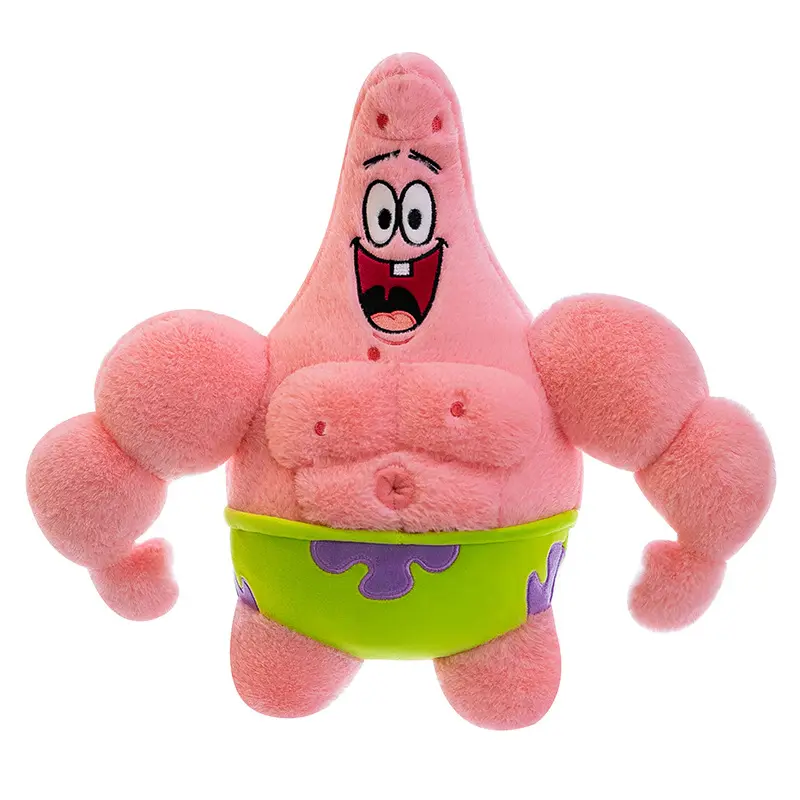 Cute Muscle SpongeBobs SquarePants Patrick StarPillow Cartoon Sea Animal Plush Toy Claw Machine Doll Birthday Gift For Boys