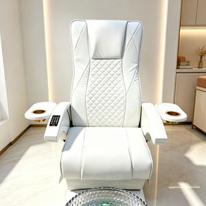 Luxury Electric Reclining Pedicure Spa Chair Nail Salon Chair With LED Light Crystal Glass Foot Basin Gold Decor Beauty - Product Image 4