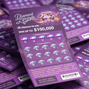 Prix d'usine, conception gratuite, carte de loterie à gratter haut de gamme, impression numérique sur carton avec billets de loterie à hologramme - Product Image 1