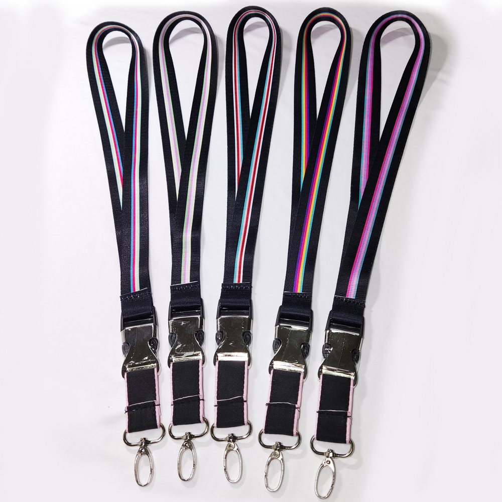 Half Metal Buckle Personalized Woven Logo 25 mm Width Satin Polyester Custom Lanyards with logo Sublimation Image 4