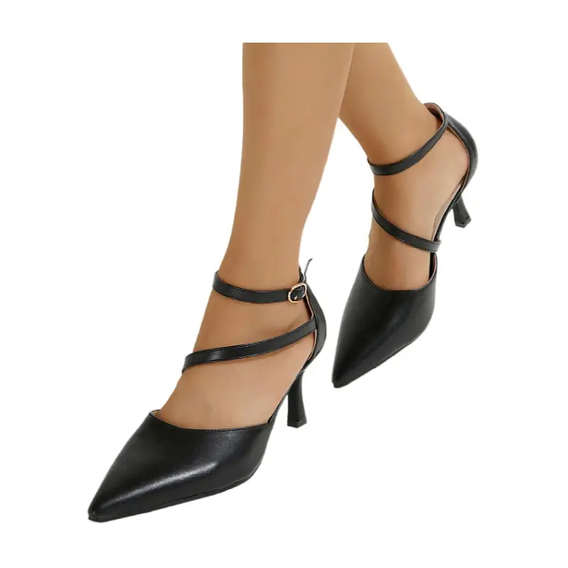 black sexy dressing summer pumps low heel comfortable women dress shoes with pointed toe heels shoes for ladies