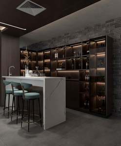 Meubles de cuisine modernes personnalisés, concept nouveau et populaire, design de placards de cuisine, laque noire, meuble de bar - Product Image 1