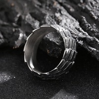 Bague pour homme en acier motif écailles de dragon, anti-ternissement, finition mate rétro effet vieilli, large, style hip-hop