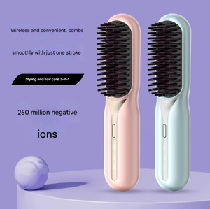 แปรงยืดผมไร้สายป้องกันความร้อน น้ำหนักเบา พกพาสะดวก แปรงยืดผมแบบใช้ไฟฟ้า ชาร์จผ่าน USB ได้ - Product Image 2