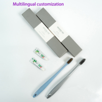 Brosse à dents écologique pour hôtel, jetable en vrac, kit de voyage à poils souples avec logo personnalisé, vente en gros, ensemble de dentifrice