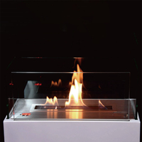 Caminetto Elettrico e a Batteria AP60 in Metallo e Acciaio Inox con Telecomando per Uso Interno